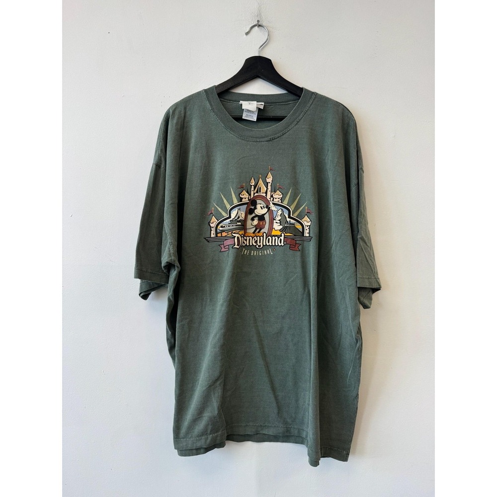 Vintage Disneyland Shirt Mens 2XL‎ Green Mickey Mouse Castle Graphic Tee T-Shirt